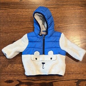 NWOT GAP Kids Blue and Cream Bear Puffer Jacket